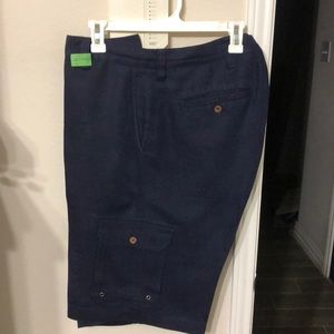 Navy Blue linen cargo shorts
